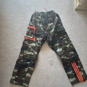 adidas Camouflage Cargo Pants with Orange Accents